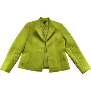 Louben Lime Green Pattern Women Blazer Size 10 Vintage Canada Made Tailored
